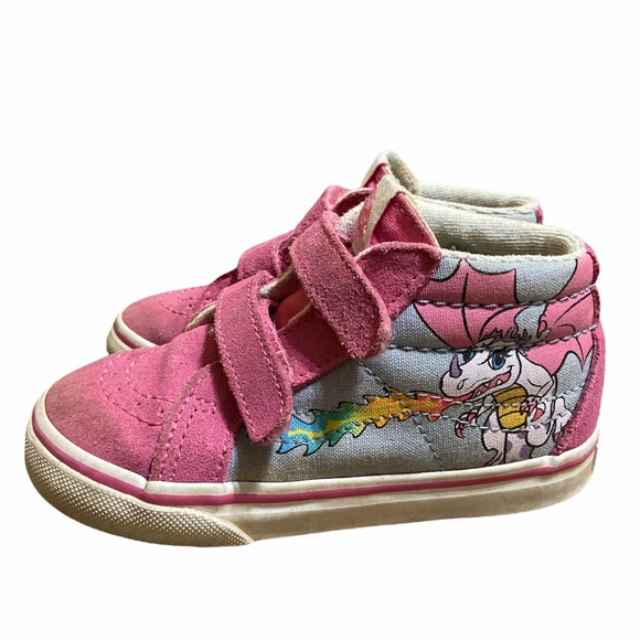 Toddler Girls Vans Dragon high tops velcro shoes size 8